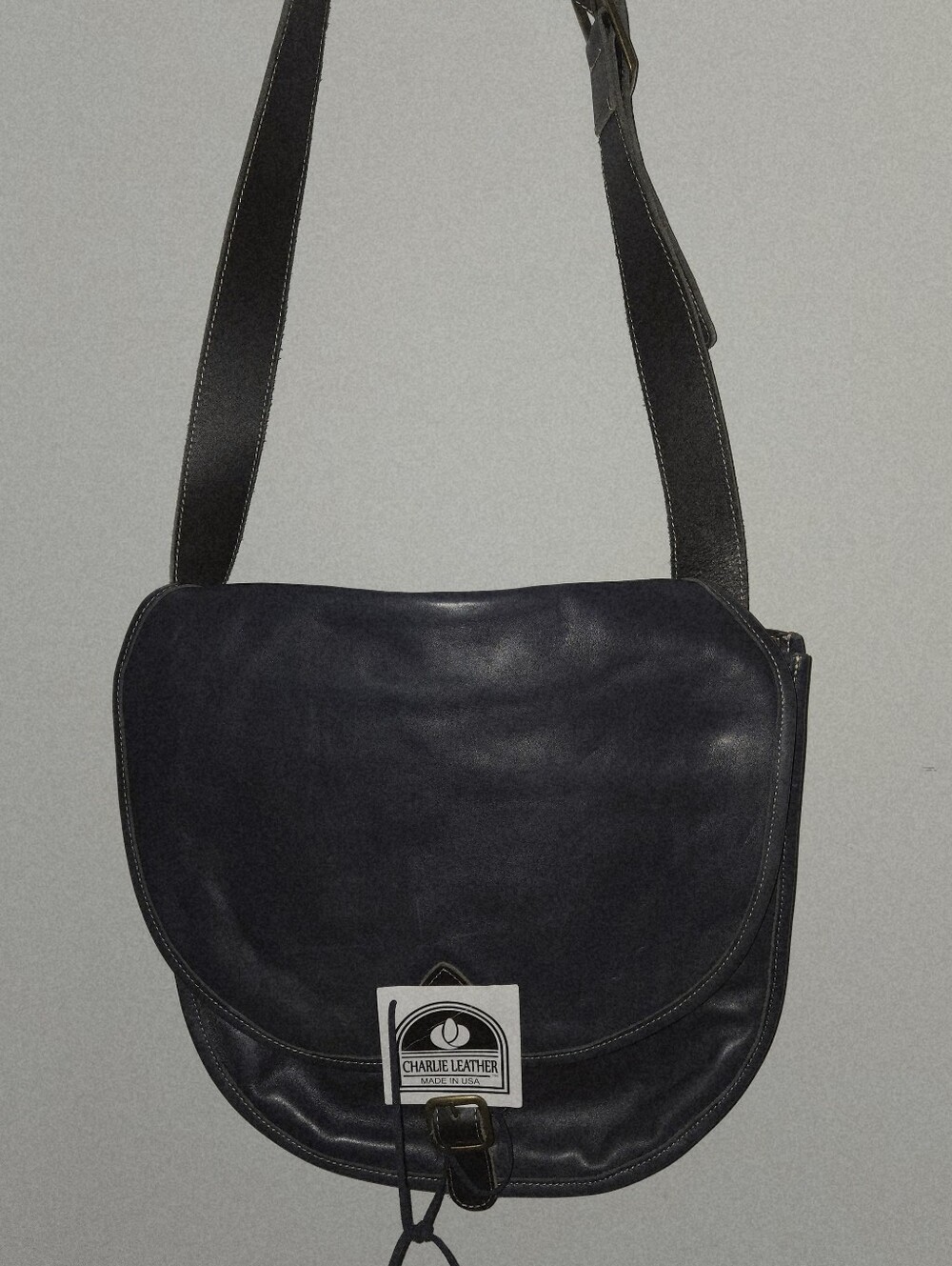 Charlie Leather Crossbody Bag in Dark  Blue